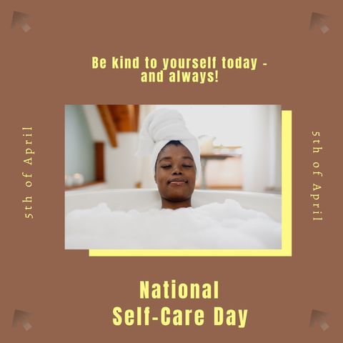 african american woman celebrating national self-care day - Download Free Stock Templates Pikwizard.com