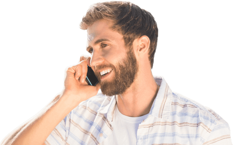 caucasian man smiling while talking on smartphone transparent background - Download Free Stock Videos Pikwizard.com