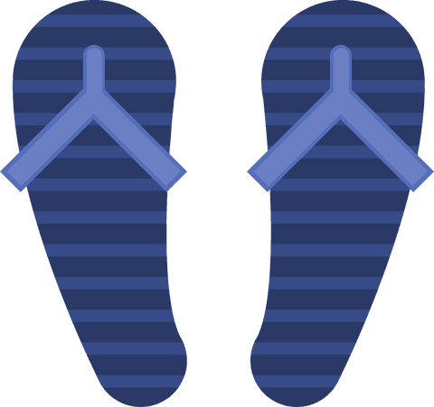 Striped blue flip-flops isolated transparent background