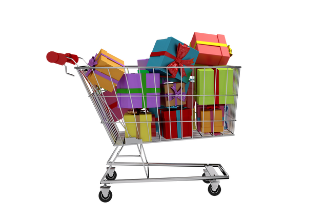 Shopping Trolley Filled with Wrapped Presents on Transparent Background - Download Free Stock Videos Pikwizard.com