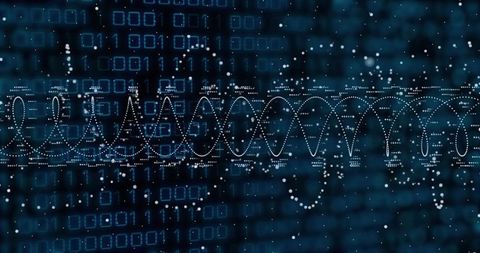 Abstract Digital Waveform Flowing through Binary Grid
