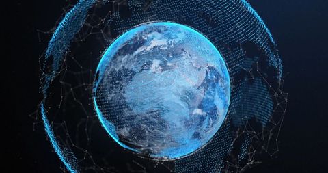 Digitally Enhanced Earth with Network Connections Visualization - Download Free Stock Images Pikwizard.com