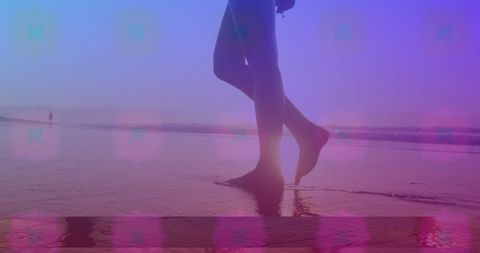 Woman's Legs at Beach with Overlaying Pink Patterns - Download Free Stock Images Pikwizard.com