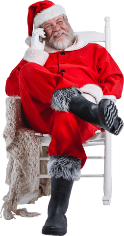 santa claus in authentic red suit conversing on mobile transparent background - Download Free Stock Videos Pikwizard.com