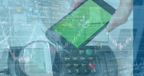 Digital Payment Concept with Smartphone and Virtual Financial Data