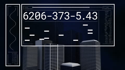 Futuristic Data Visualization Over Digital Cityscape