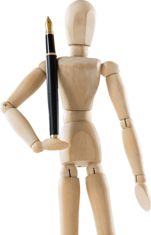 transparent wooden mannequin holding fountain pen - Download Free Stock Videos Pikwizard.com