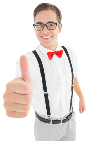 Geeky Hipster with Glasses Showing Thumbs Up on Transparent Background - Download Free Stock Videos Pikwizard.com