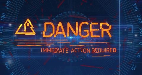 Futuristic hud with danger alert and immediate action message