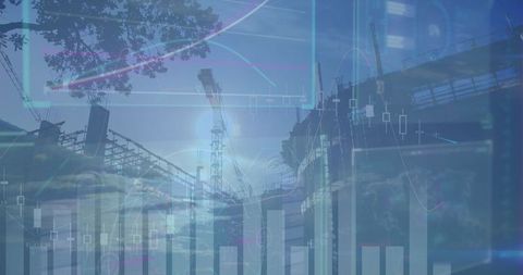 Tower Crane Construction with Financial Data Integration Overlay