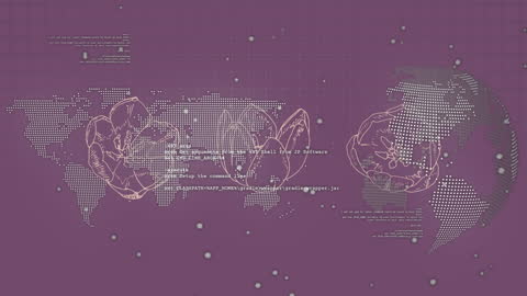 Global Connections and Digital Floral Design on Purple