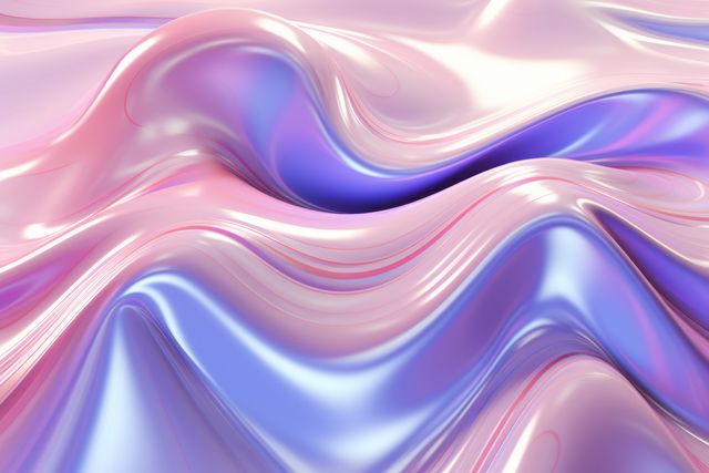 Fluid abstract image showing liquid metal flow in pastel pink and blue shades. This visually appealing background can be used for website designs, presentations, digital art projects, and modern interiors. The smooth gradient waves are ideal for creative digital media or as an artistic wallpaper.