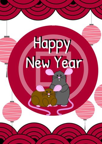 Festive Mice with Lanterns Celebrating Joyful New Year - Download Free Stock Templates Pikwizard.com