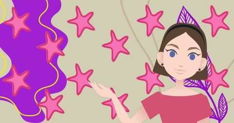 Illustrated Woman Presenting Stars Celebrating Mentoring Month