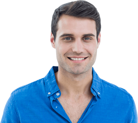 Smiling Caucasian Man Wearing Blue Shirt on Transparent Background - Download Free Stock Videos Pikwizard.com