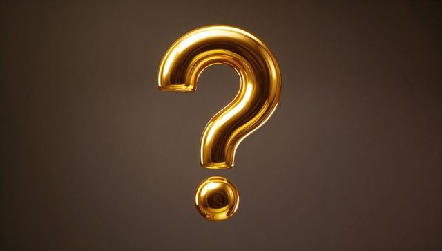 Golden Question Mark Sculpture in Brown Gradient Backdrop