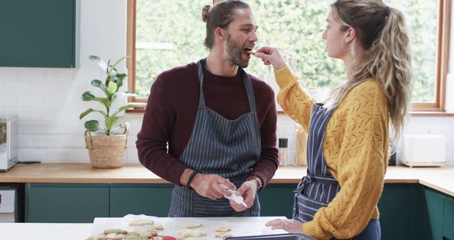 Happy Couple Baking Cookies in Modern Kitchen - Download Free Stock Images Pikwizard.com