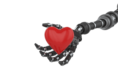 Transparent Robotic Hand Holding Heart Symbol for Innovation and Love - Download Free Stock Videos Pikwizard.com