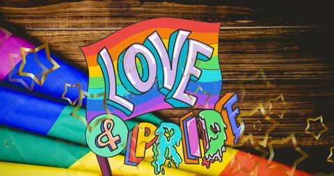Colorful LGBTQ Pride Love Flag on Rainbow Background