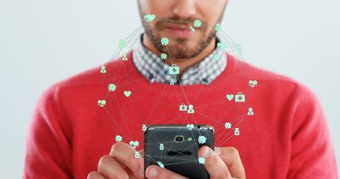 man connecting through social media icons on smartphone - Download Free Stock Images Pikwizard.com