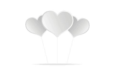 Heart Balloons Illustration on Transparent Background