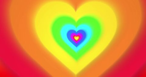 Vibrant Rainbow Heart Tunnel in Abstract Design