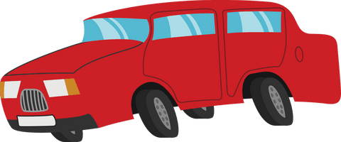 Quirky Red Car Illustration on Transparent Background for Automotive Design