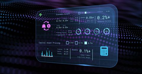 Futuristic Digital Screen with Financial Data Analytics Display - Download Free Stock Images Pikwizard.com