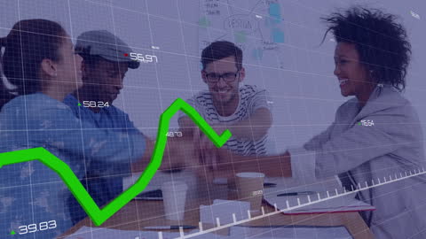 Team Collaboration with Digital Data Graphs Overlay