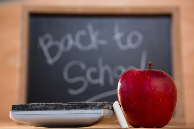 Back to School Blackboard with Apple and Chalk - Download Free Stock Photos Pikwizard.com