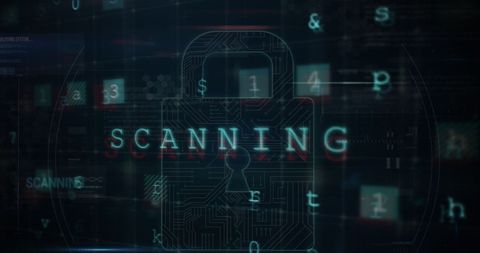Digital Lock Icon and Scanning Text on Cybersecurity Background - Download Free Stock Images Pikwizard.com