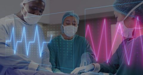 Surgeons Collaborating in Operating Room with Digital Vital Signs Display - Download Free Stock Images Pikwizard.com