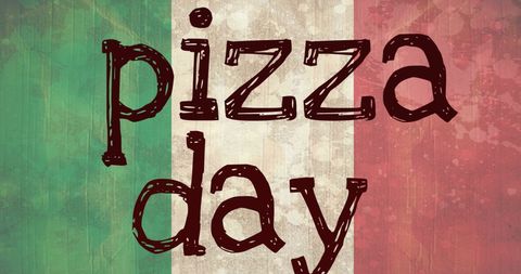 Pizza day celebration on italian flag background