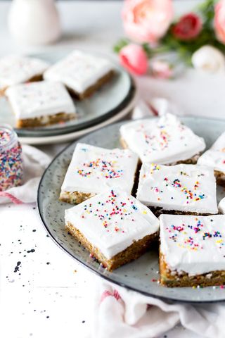 Festive Frosted Brownies with Colorful Sprinkles