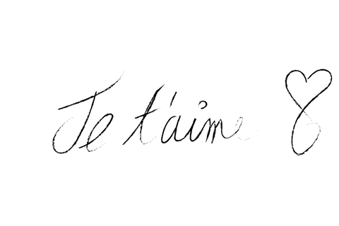 Te t'aime Text with Heart on Transparent Background