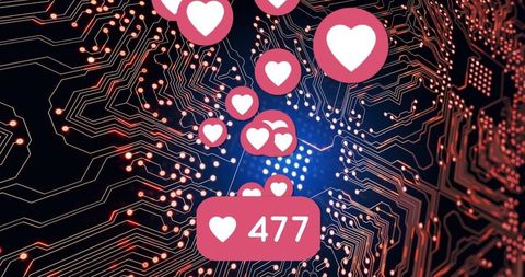 social media engagement displayed on circuit board background - Download Free Stock Images Pikwizard.com