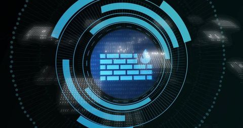 Digital Firewall Interface with Futuristic Cybersecurity Elements