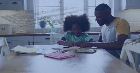 Father and Daughter Doing Homework in Digital Interface - Download Free Stock Images Pikwizard.com