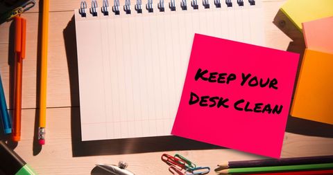Organized Desk with Motivational Reminder Note - Download Free Stock Images Pikwizard.com