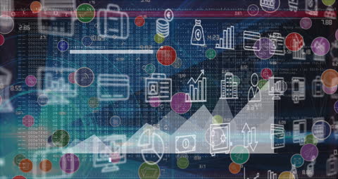Digital Analytics Data Visualization Over Blueprint Background