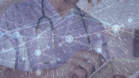 Doctor Utilizing Technology with Digital Network Concept