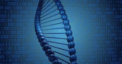 dna helix over binary code on digital technology background - Download Free Stock Images Pikwizard.com