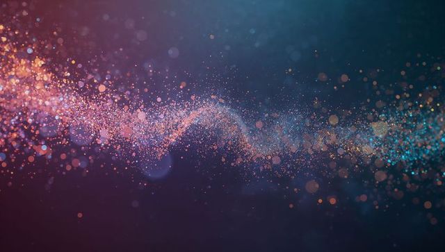 Dynamic Multicolored Particle Ribbon in Dark Space