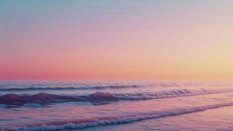 Serene coastal beauty with pastel sunset and rolling waves