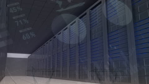 Digital Server Room Animation with Futuristic Data Visuals