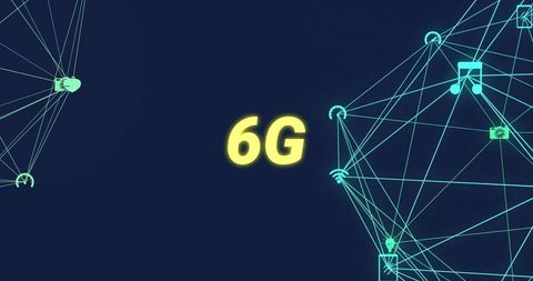 6g communication network concept with digital interface icons