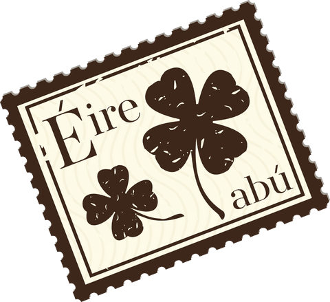 Vintage Irish Emblem Four-Leaf Clover Stamp on Transparent Background
