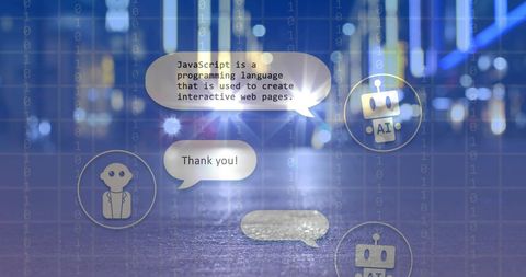 AI Chatbots Communicating Over Cityscape Background - Download Free Stock Images Pikwizard.com