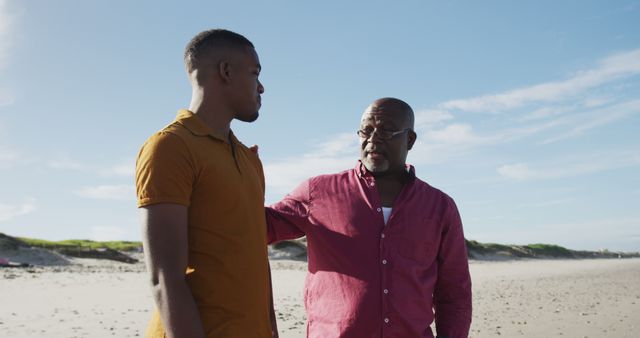 Father and Son Bonding on a Sunny Beach Day - Download Free Stock Images Pikwizard.com