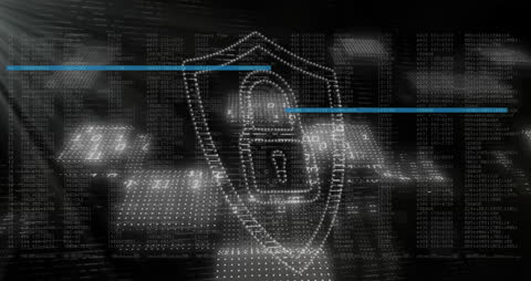 Cybersecurity Concept with Digital Lock and Data Patterns